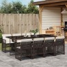 Ensemble à manger de jardin et coussins 9 pcs marron poly rotin 616832616832
