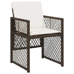 Ensemble à manger de jardin et coussins 9 pcs marron poly rotin 616832616832