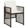 Ensemble à manger de jardin et coussins 9 pcs marron poly rotin 616832616832