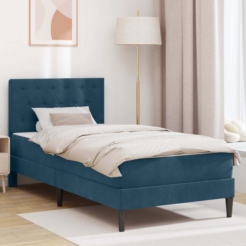 Cadre de lit avec matelas Bleu 100 x 200 cm Velours 616842616842
