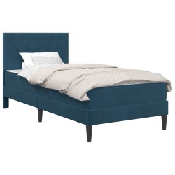 Cadre de lit avec matelas Bleu 100 x 200 cm Velours 616842616842
