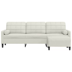 Canapé à 3 places avec repose-pieds Crème 210 cm Velours 616844616844