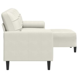 Canapé à 3 places avec repose-pieds Crème 210 cm Velours 616844616844