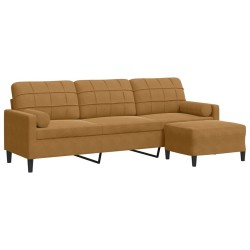 Canapé à 3 places avec repose-pieds Marron 210 cm Velours 616845616845