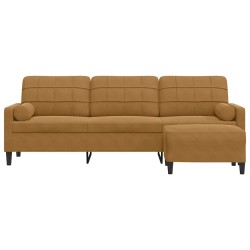 Canapé à 3 places avec repose-pieds Marron 210 cm Velours 616845616845