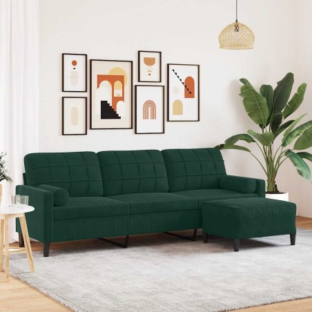 Canapé à 3 places avec repose-pieds Vert foncé 210 cm Velours 616853616853