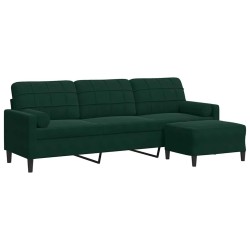 Canapé à 3 places avec repose-pieds Vert foncé 210 cm Velours 616853616853