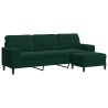 Canapé à 3 places avec repose-pieds Vert foncé 210 cm Velours 616853616853
