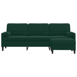Canapé à 3 places avec repose-pieds Vert foncé 210 cm Velours 616853616853