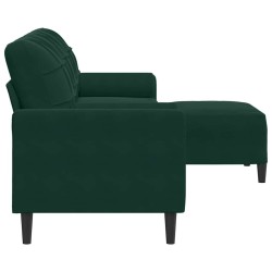Canapé à 3 places avec repose-pieds Vert foncé 210 cm Velours 616853616853
