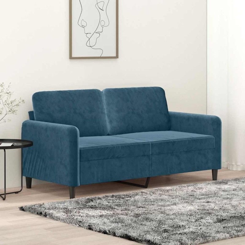Canapé à 2 places Bleu 140 cm Velours 616861616861