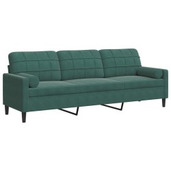 Canapé 3 places avec oreillers vert foncé 210 cm velours 616862616862