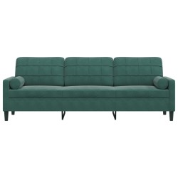 Canapé 3 places avec oreillers vert foncé 210 cm velours 616862616862