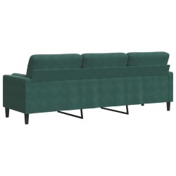 Canapé 3 places avec oreillers vert foncé 210 cm velours 616862616862