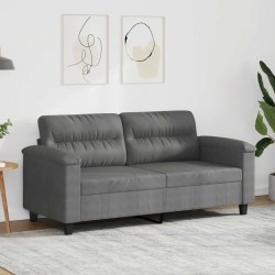 Canapé à 2 places Gris foncé 140 cm Tissu microfibre 616867616867