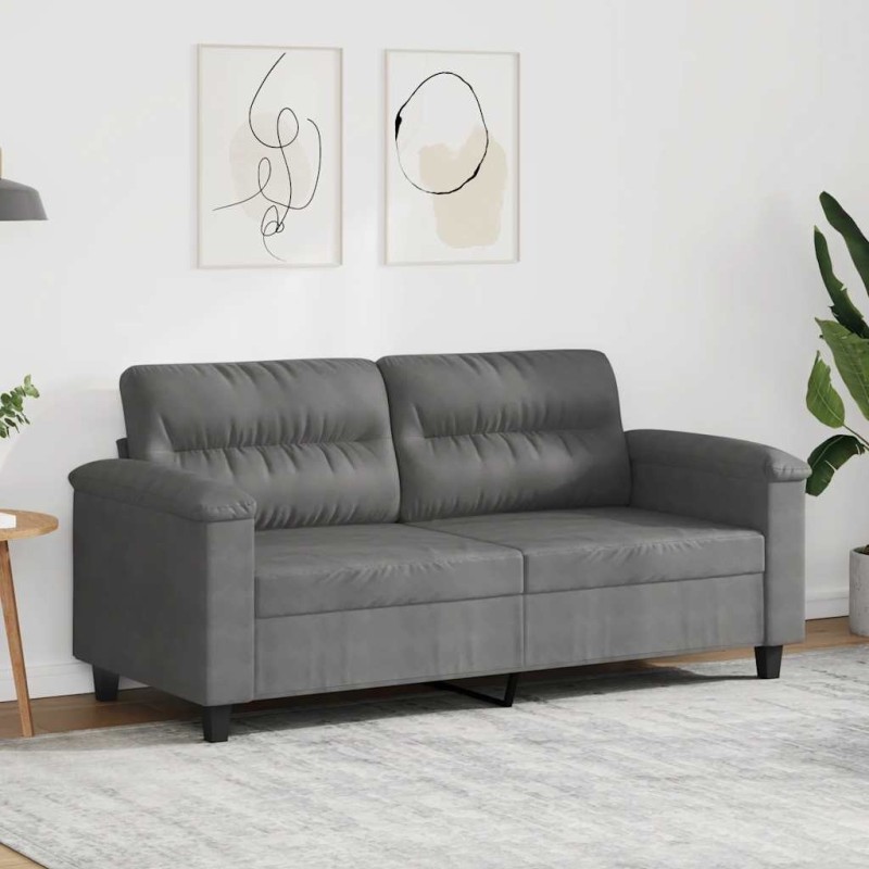 Canapé à 2 places Gris foncé 140 cm Tissu microfibre 616867616867