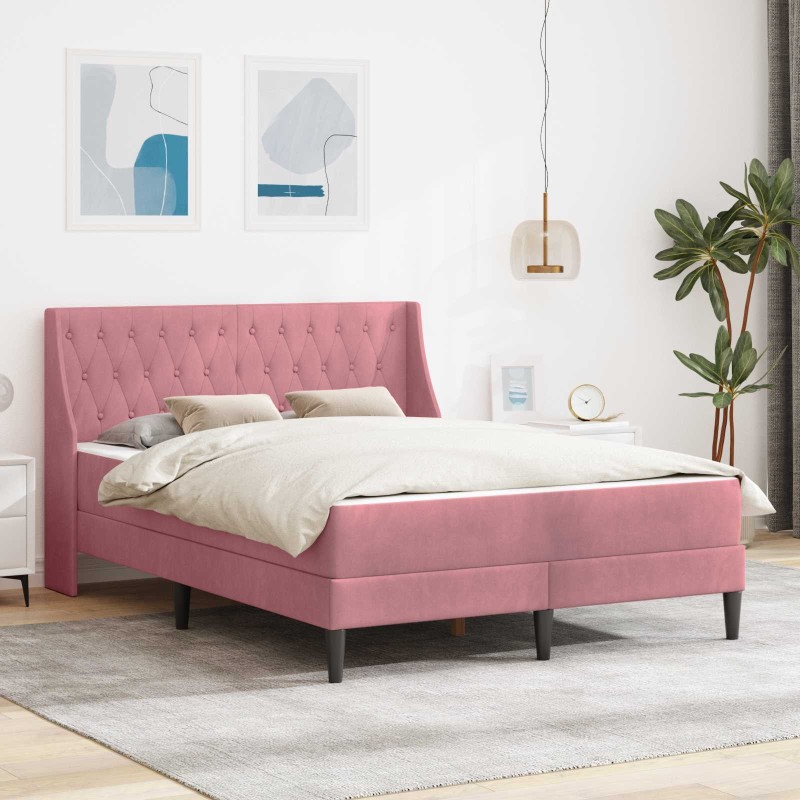 Cadre de lit avec matelas Rose 140 x 200 cm Velours 616870616870