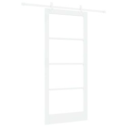 Porte coulissante Blanc 93 x 211 cm Bois de pin massif et verre 616877616877