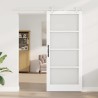 Porte coulissante Blanc 93 x 211 cm Bois de pin massif et verre 616877616877