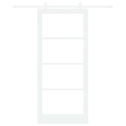 Porte coulissante Blanc 93 x 211 cm Bois de pin massif et verre 616877616877