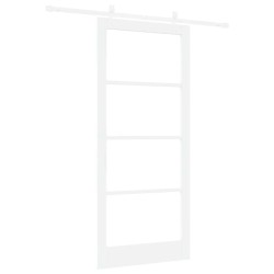 Porte coulissante Blanc 93 x 211 cm Bois de pin massif et verre 616877616877