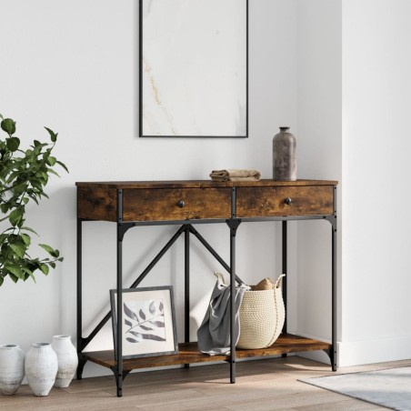Table console chêne fumé 100x39x78,5 cm bois d'ingénierie 616887616887