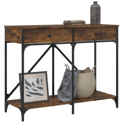 Table console chêne fumé 100x39x78,5 cm bois d'ingénierie 616887616887