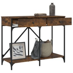 Table console chêne fumé 100x39x78,5 cm bois d'ingénierie 616887616887