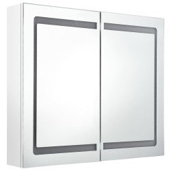 Armoire de salle de bain à miroir LED Blanc brillant 80x12x68cm 616895616895
