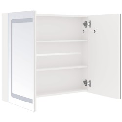 Armoire de salle de bain à miroir LED Blanc brillant 80x12x68cm 616895616895