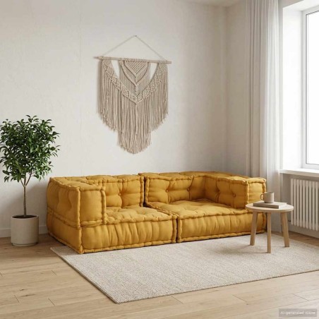 Canapé modulable 2 places jaune 140x70x36 cm en tissu 616901616901