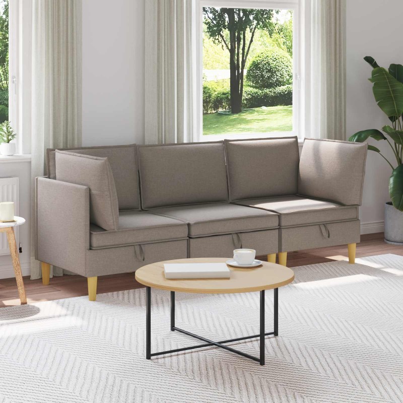 Canapé modulaire avec rangement 3 pcs Taupe Tissu 616903616903