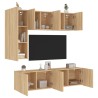 Unités murales TV 5 pcs chêne sonoma bois d'ingénierie 616909616909
