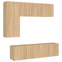 Unités murales TV 5 pcs chêne sonoma bois d'ingénierie 616909616909