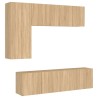 Unités murales TV 5 pcs chêne sonoma bois d'ingénierie 616909616909