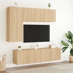 Unités murales TV 5 pcs chêne sonoma bois d'ingénierie 616909616909