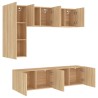 Unités murales TV 5 pcs chêne sonoma bois d'ingénierie 616909616909