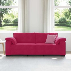 Canapé 3 places rouge bordeaux 220 x 77 x 82 cm velours 616914616914
