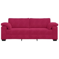 Canapé 3 places rouge bordeaux 220 x 77 x 82 cm velours 616914616914