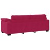Canapé 3 places rouge bordeaux 220 x 77 x 82 cm velours 616914616914