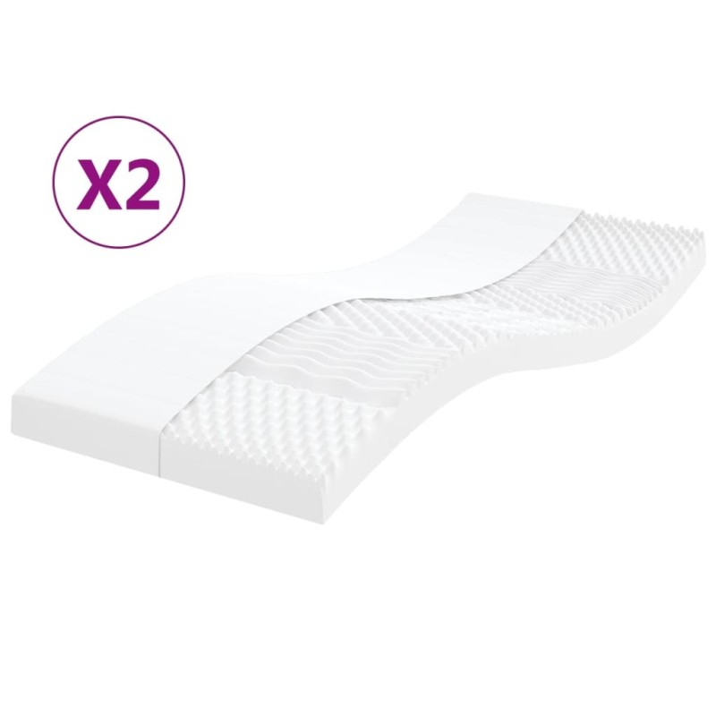 Matelas en mousse 2 pcs blanc 80x200 cm 7 zones dureté 20 ILD 616915616915