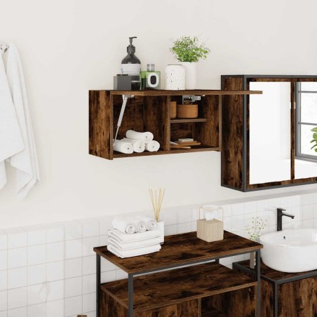 Armoire murale de bain chêne fumé 60x25x30 cm bois d'ingénierie 616918616918