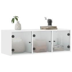Armoire murale avec portes en verre blanc 102x37x35 cm 616923616923