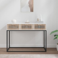 Table console blanc 105x30x75 cm bois d'ingénierie et fer 616926616926