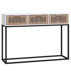Table console blanc 105x30x75 cm bois d'ingénierie et fer 616926616926