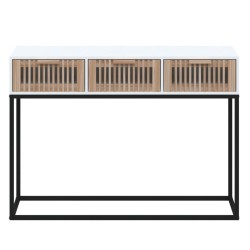 Table console blanc 105x30x75 cm bois d'ingénierie et fer 616926616926