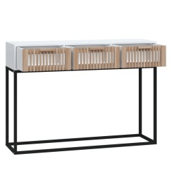 Table console blanc 105x30x75 cm bois d'ingénierie et fer 616926616926