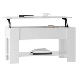 Table basse blanc brillant 101x49x52 cm bois d'ingénierie 616929616929