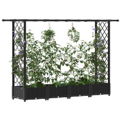 Lit Élevé avec Treillis et Toit Noir 203 x 40 x 121 cm PP 616932616932