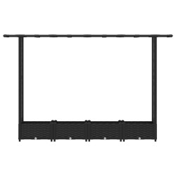 Lit Élevé avec Treillis et Toit Noir 203 x 40 x 121 cm PP 616932616932